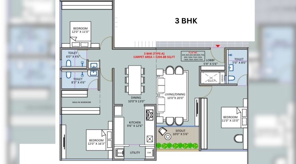 Greenest-Riviera-Vista-Floor-Plan-3 BHK-1204 SQFT